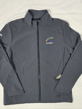 OGIO Men's Gray Softshell Jacket Full Zip Embroidered Logo Size L Outdoor